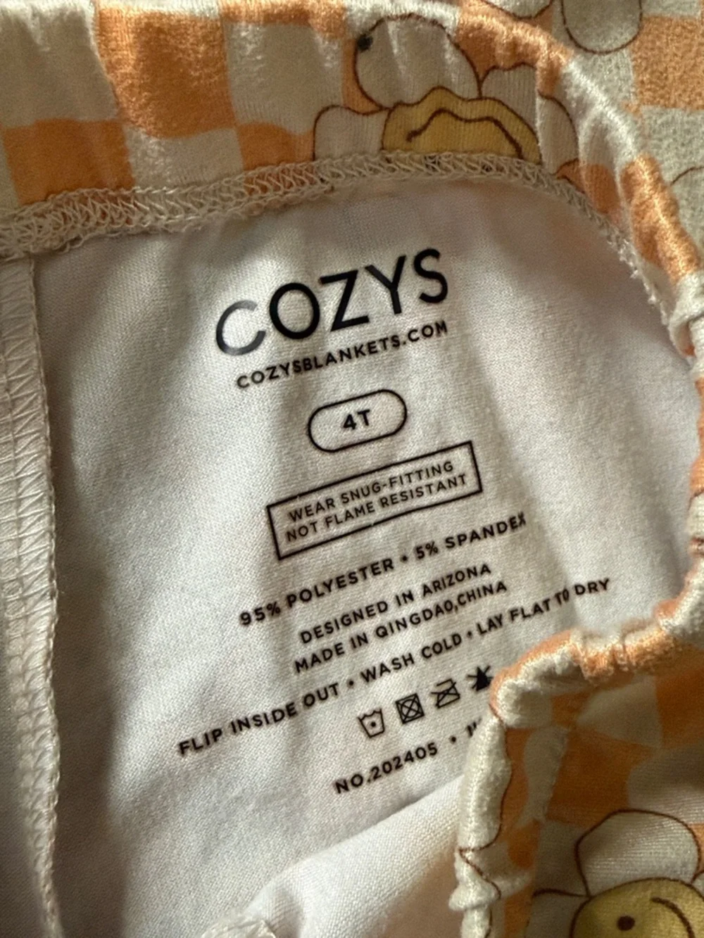 Cozys flower checker print girls pajama long sleeve pants set size 4t
